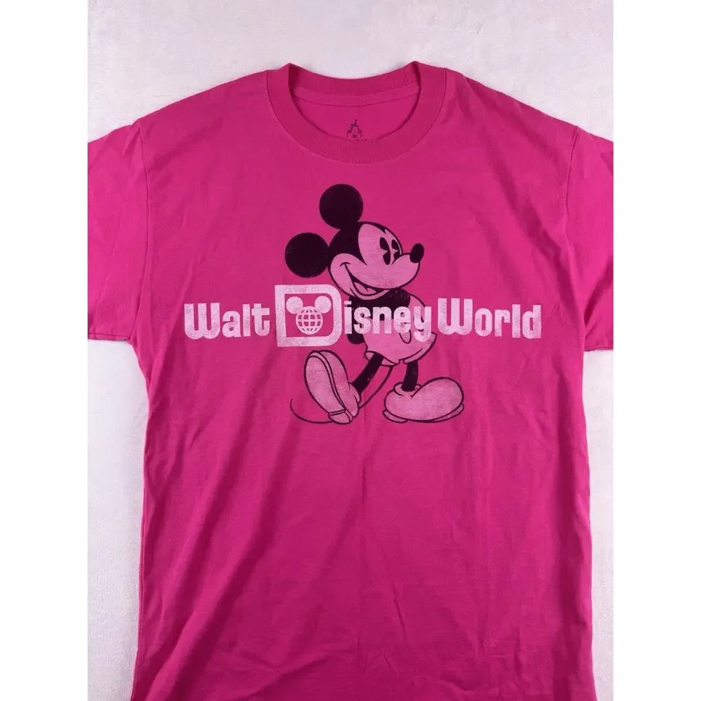 Vintage Disney Parks Mickey Mouse Walt Disney World Pink T-Shirt Women’s Medium